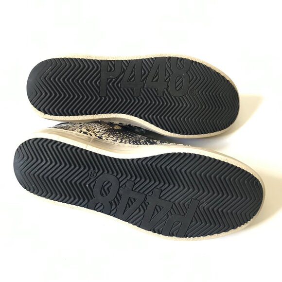 P448 John Twister Python Effect Sneakers Womens 37 7 Black Snake Leather Trainer - Picture 9 of 11